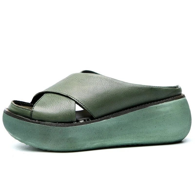 Women Sandals Soft Leather Wedges Shoes Woman Summer Sandals Beach Flip Flops New Platform Sandalias Mujer Wedge Heels Sandals