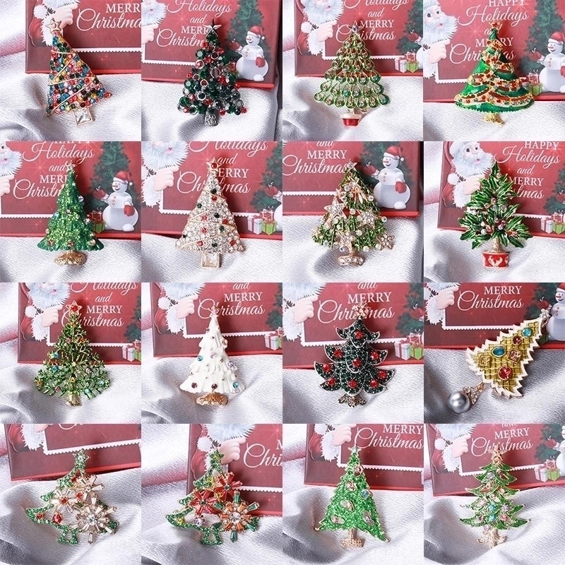 Fashion Pin Christmas Tree Alloy Inlay Rhinestones Women’S Brooches