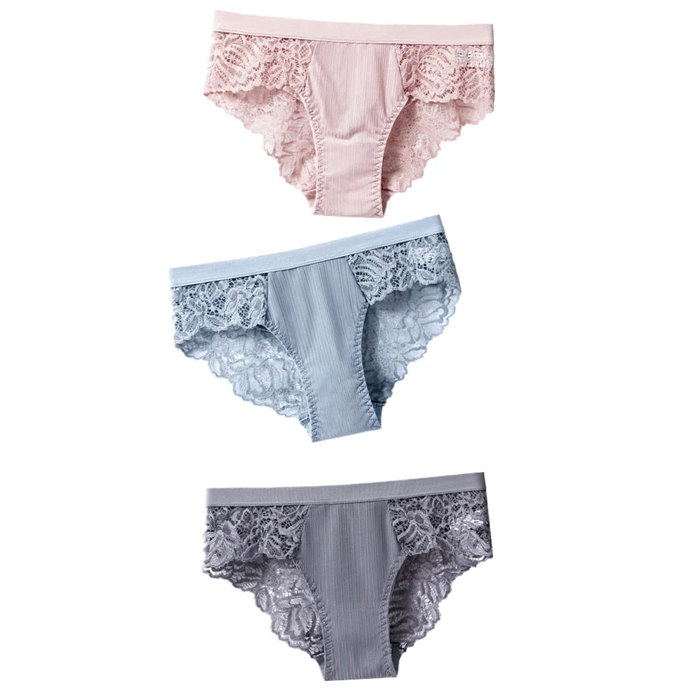 3pcs/lot Fashion Lace Panties Underwear Women Panties Sexy Briefs Seamless Lingerie Underpants Plus Size Girls Bikini Traceless