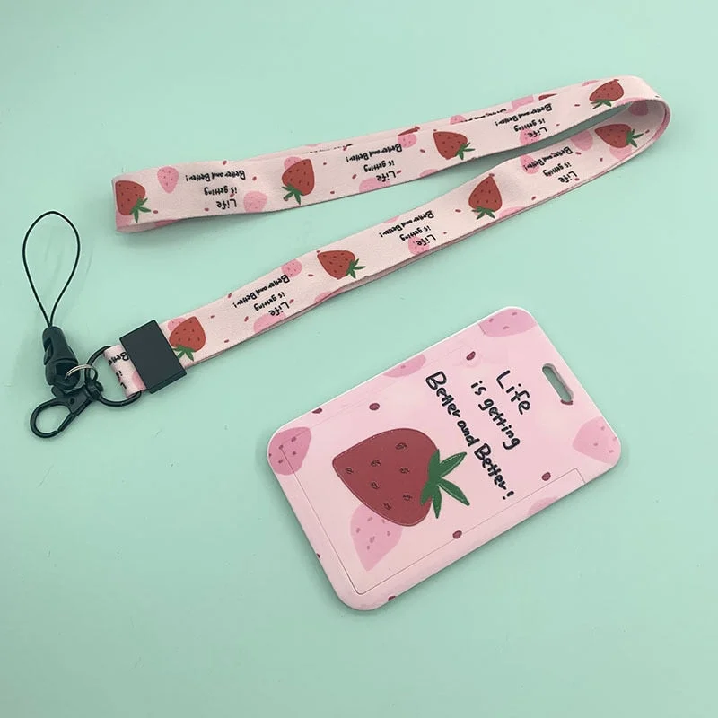 Cartoon Fruit Card Holder Business Badge Card Case ABS Employee Case Cover Student Lanyard ID Name Card Holder