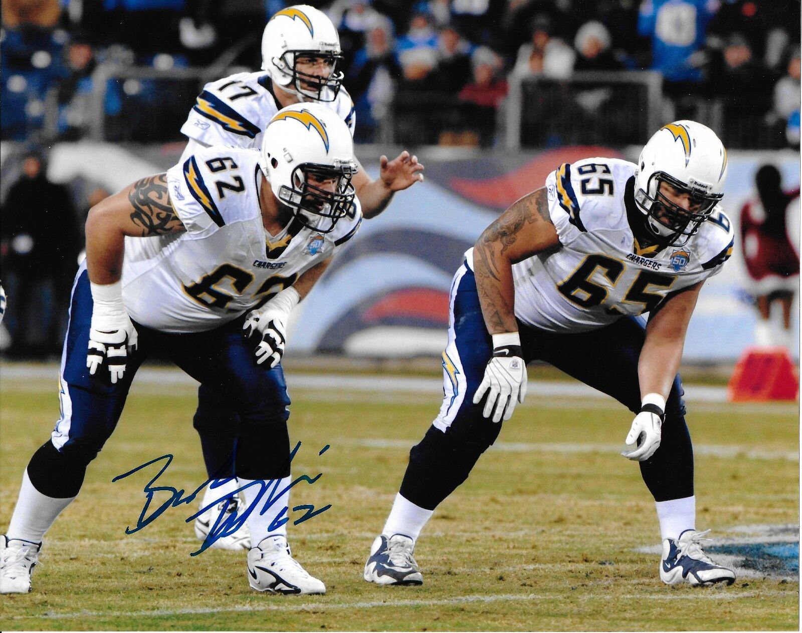 Brandyn Dombrowski Signed Chargers Football 8x10 Photo Poster painting Picture w/ Louis Vasquez