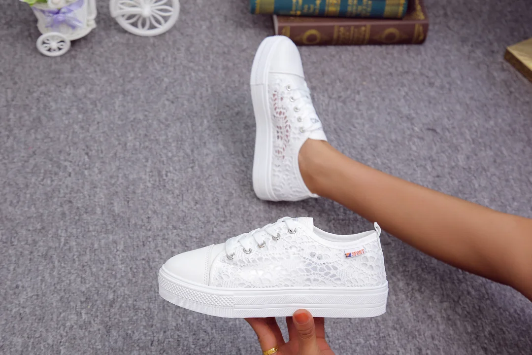 Qengg Arrival Mesh Net Women Casual Shoes Outdoor Solid Color Sneakers Lace Up Summer Comfortable Zapatos Mujer Shoes Size 35-43