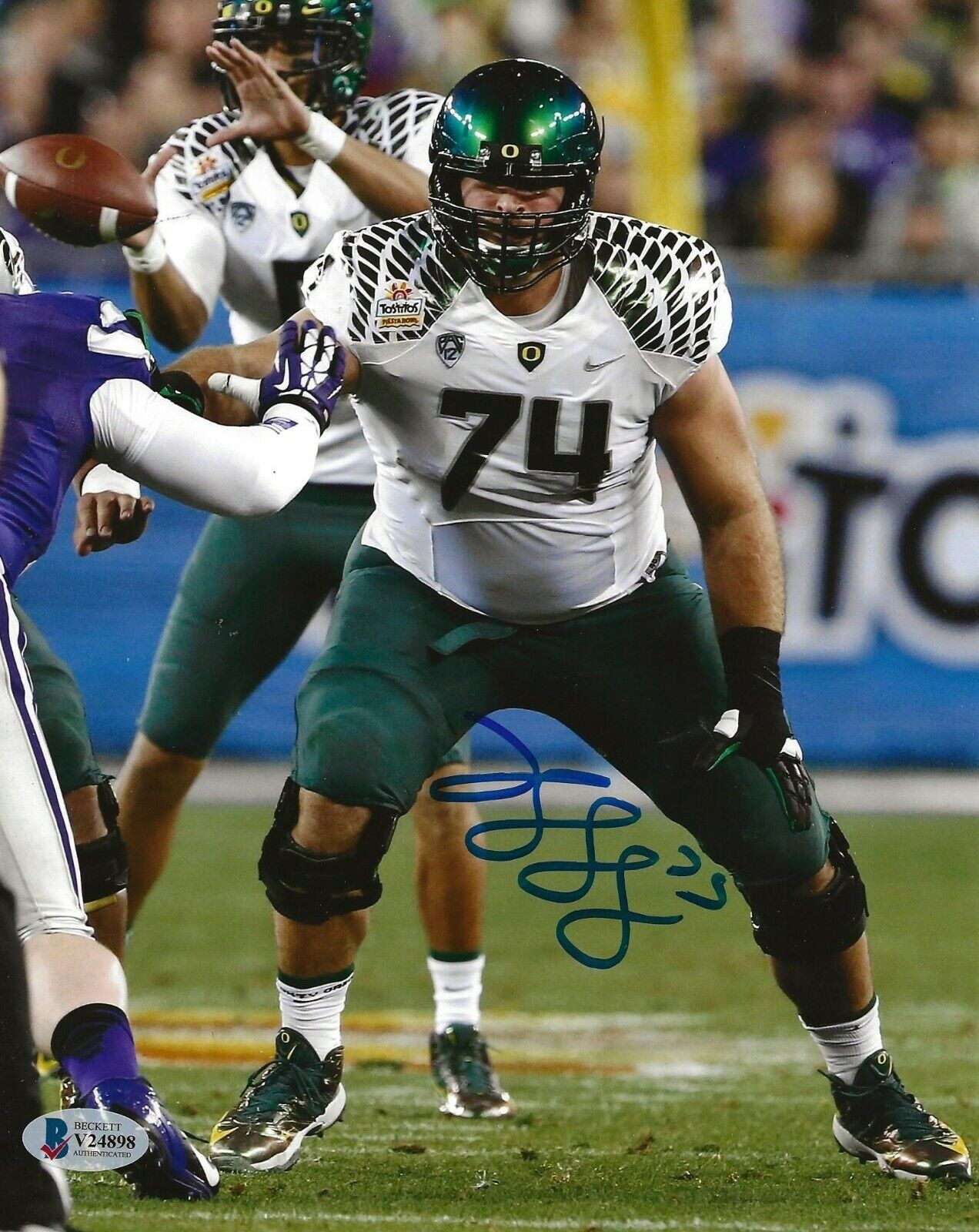 Kyle Long Chicago Bears signed Oregon Ducks 8x10 Photo Poster painting autographed BAS Beckett