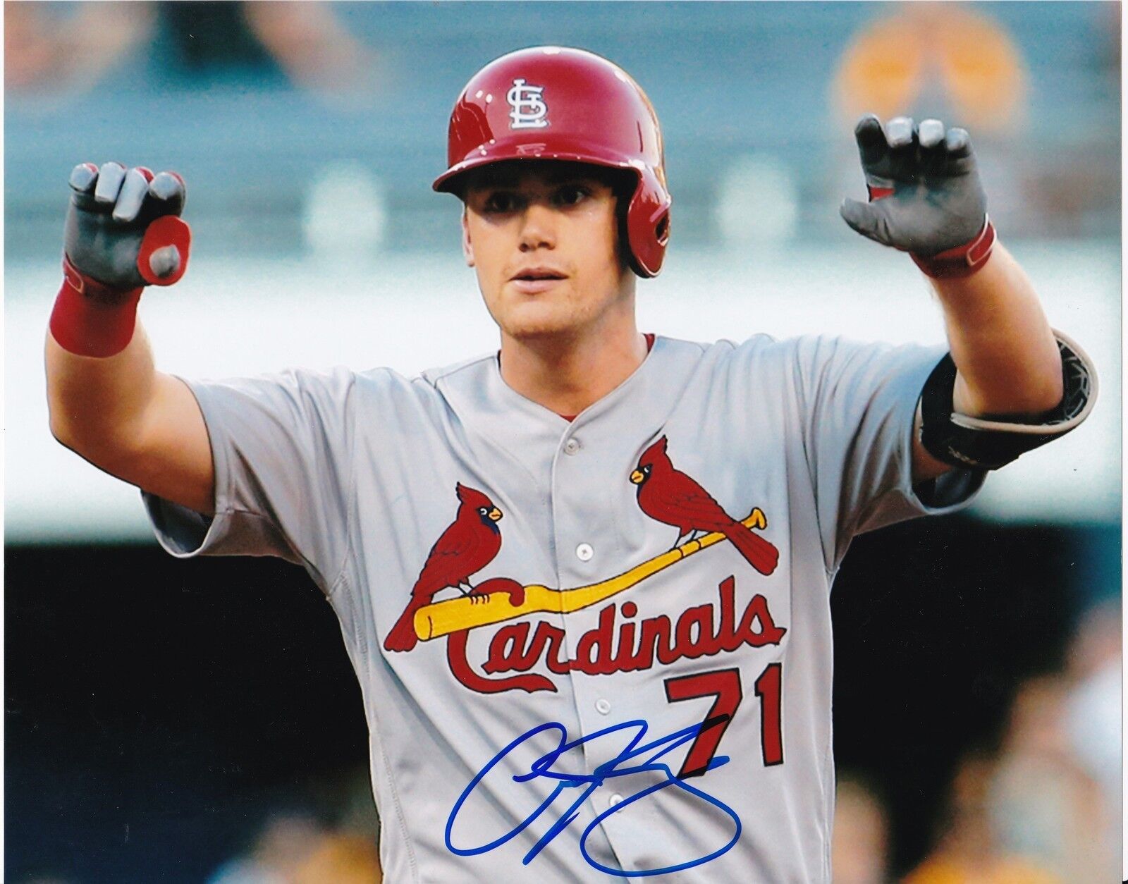 CARSON KELLY ST. LOUIS CARDINALS ACTION SIGNED 8x10