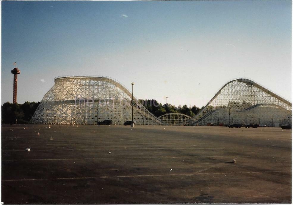 Roller Coaster FOUND Photo Poster painting ColorOriginal Snapshot VINTAGE 06 28 E