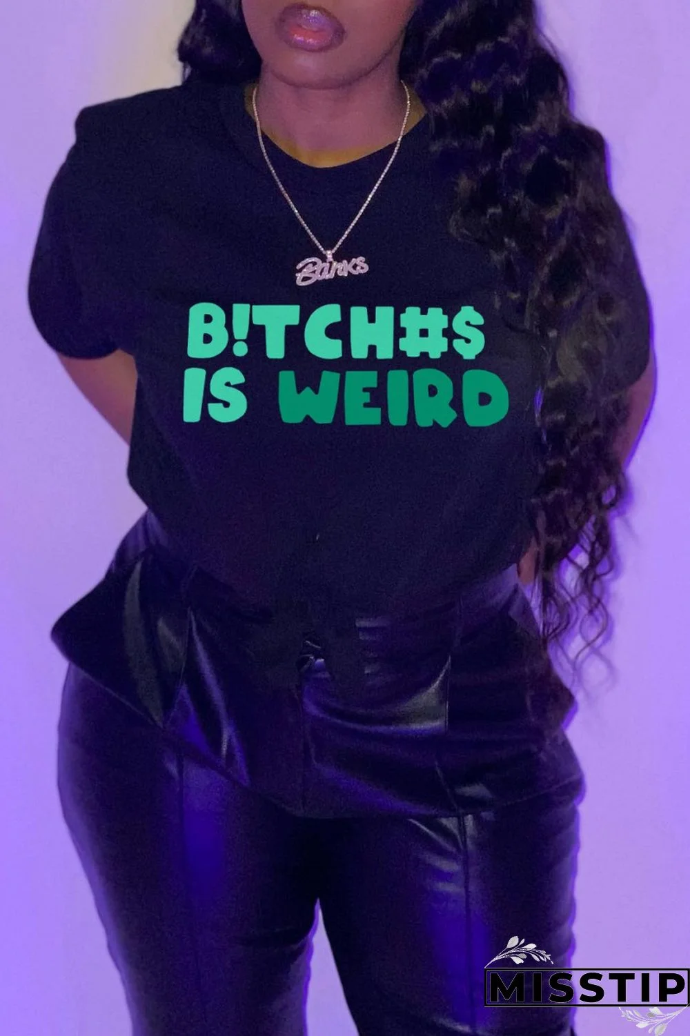 Black Casual Letter Print Basic O Neck T-Shirts