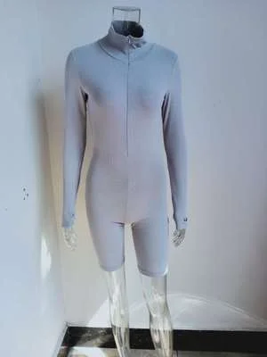 Uveng Zipper Stretch Turtleneck Embroidered Street Hipster Slim Fit Fitness Jumpsuit Yoga Suit