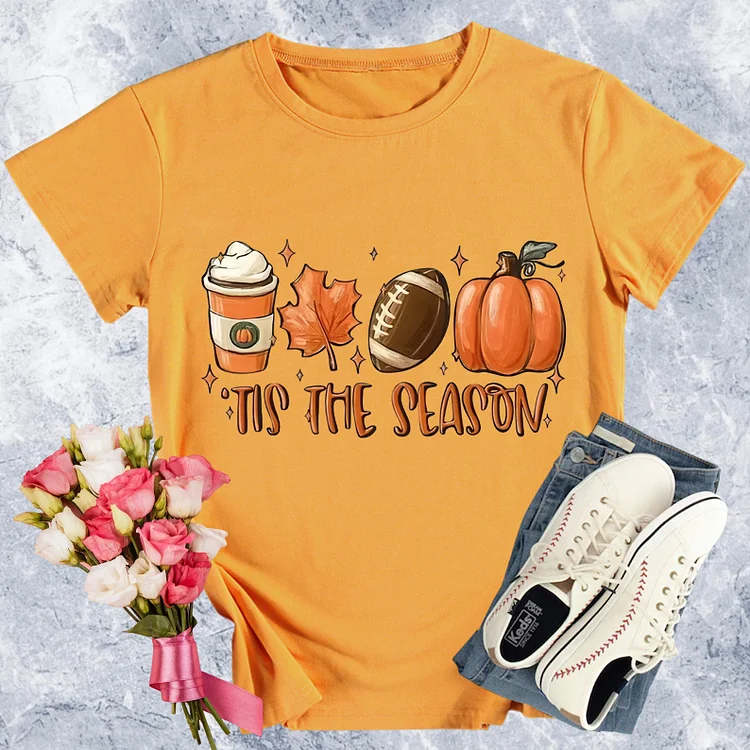 Thanksgiving Tis The Season Round Neck T-shirt