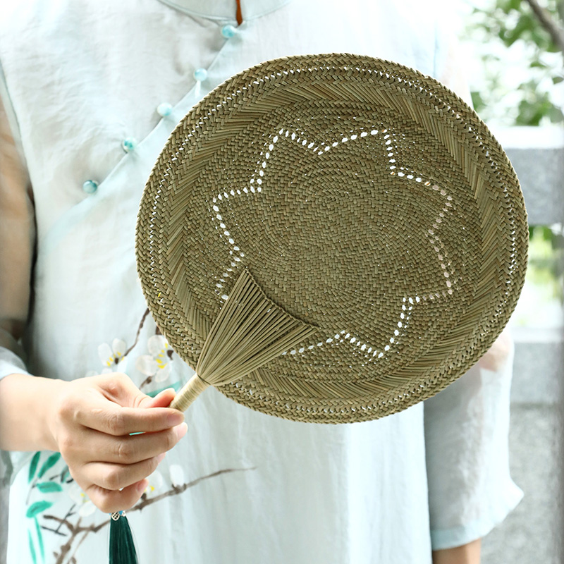Handcrafted Traditional Summer Reed Fan: Artful Nostalgic Cooling for Elderly,  Babies,  Dance & Costume Décor