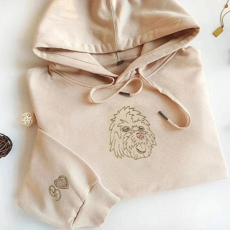 Custom Embroidered Dog Sweatshirt, Personalized Embroidery Pet Portrait Pet Name Sweatshirt Hoodie