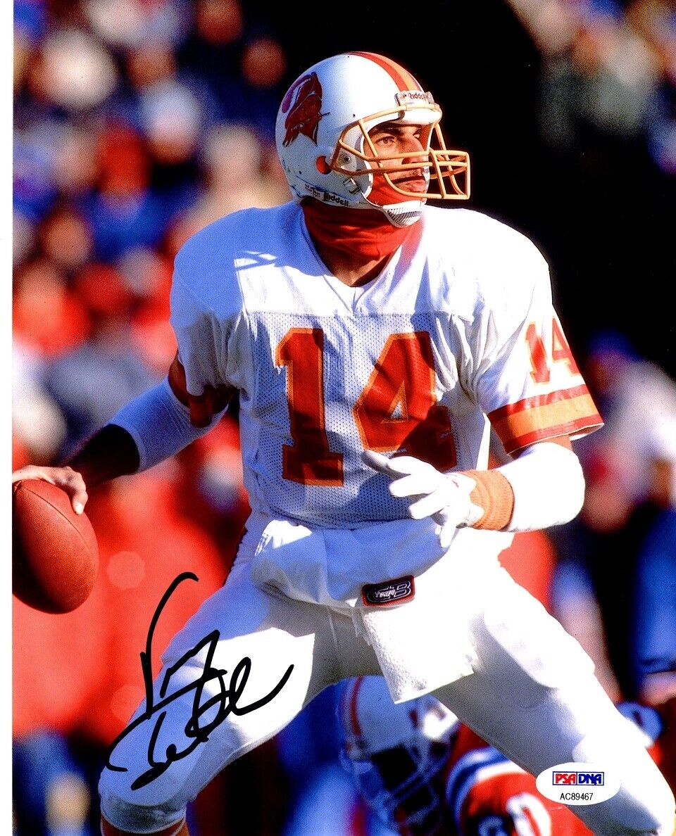 Vinny Testaverde Signed Autographed Tampa Bay Buccaneers Bucs 8x10 Photo Poster painting PSA/DNA