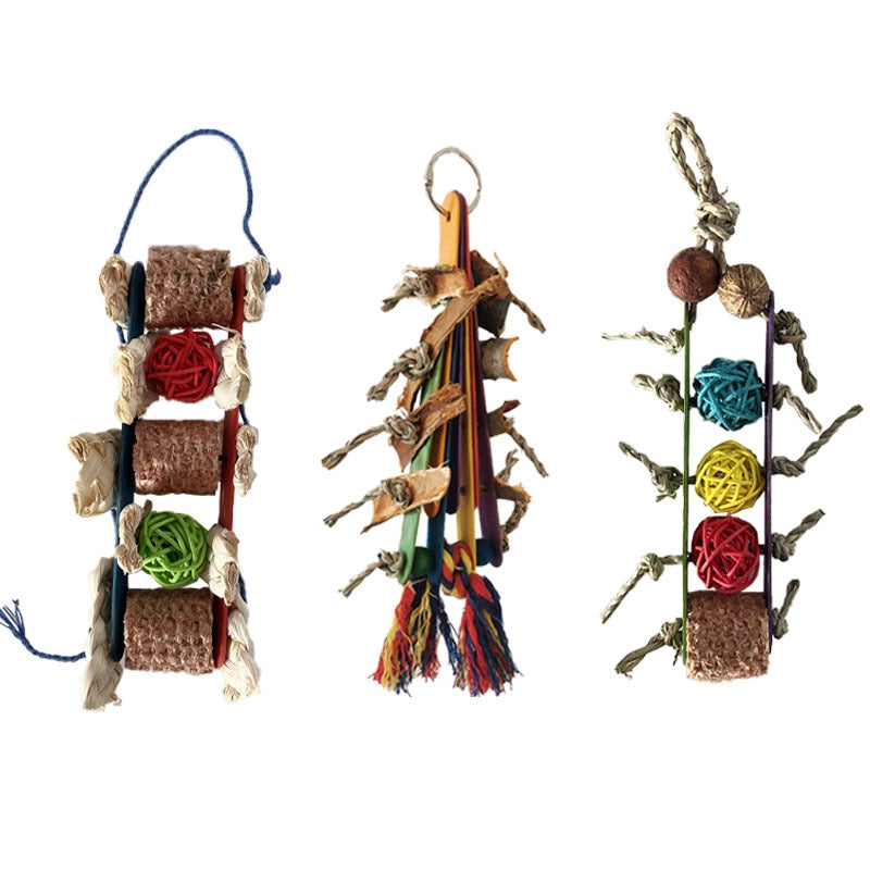 Xuan Feng Parrot Toy Peony Small Bird Rattan Ball Grass Ball Corncob Bite String Wooden Bite Beak Grinding Pet Supplies