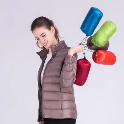 Ftlzz New Autumn Winter Women Ultra Light White Duck Down Jackets Candy Color Slim Short Design Warm Down Coats