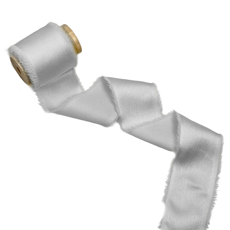 Satin Hand Ripped Burr Cloth Strip Ribbon New Year Ribbon Soft Decorative Hair Ribbon Flowers Ribbon Christmas Ribbon
