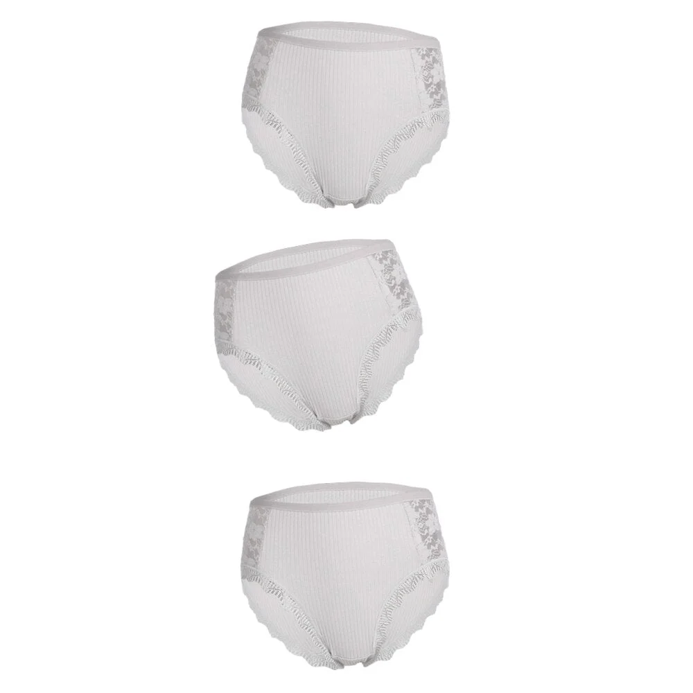 3PCS Hot Sale Cotton Panties Comfot Seamless High Waist Women's Panties Solid Lace Briefs Underwear Sexy Plus Size Underpants