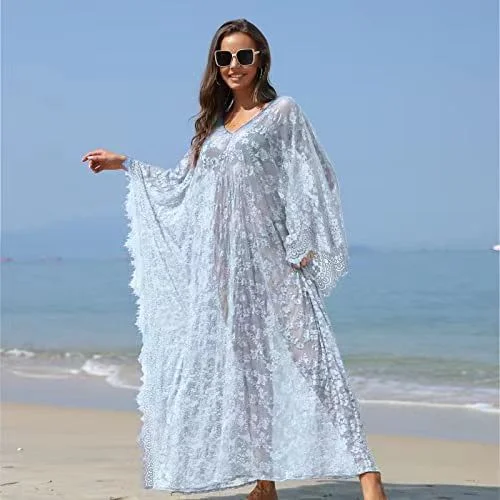Uveng Uveng Size Gown Loose Lace Dress Beach Smock Dress Pregnant Woman Photo Robe