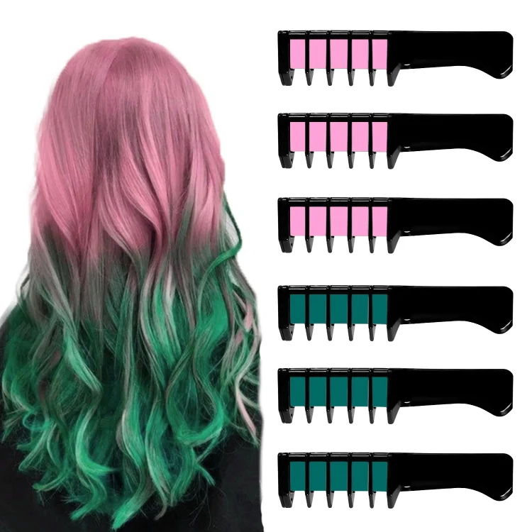Sanmadrola Hair Chalk Comb for Girls Washable Temporary DIY Hair Color Dye Chalk For Kids Cosplay