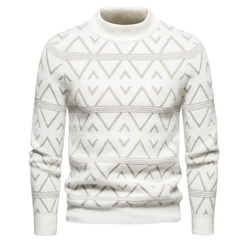 Inquiraton Men Mink Sweater – Soft Boy Outfits Warm Knit Pullover Tops  