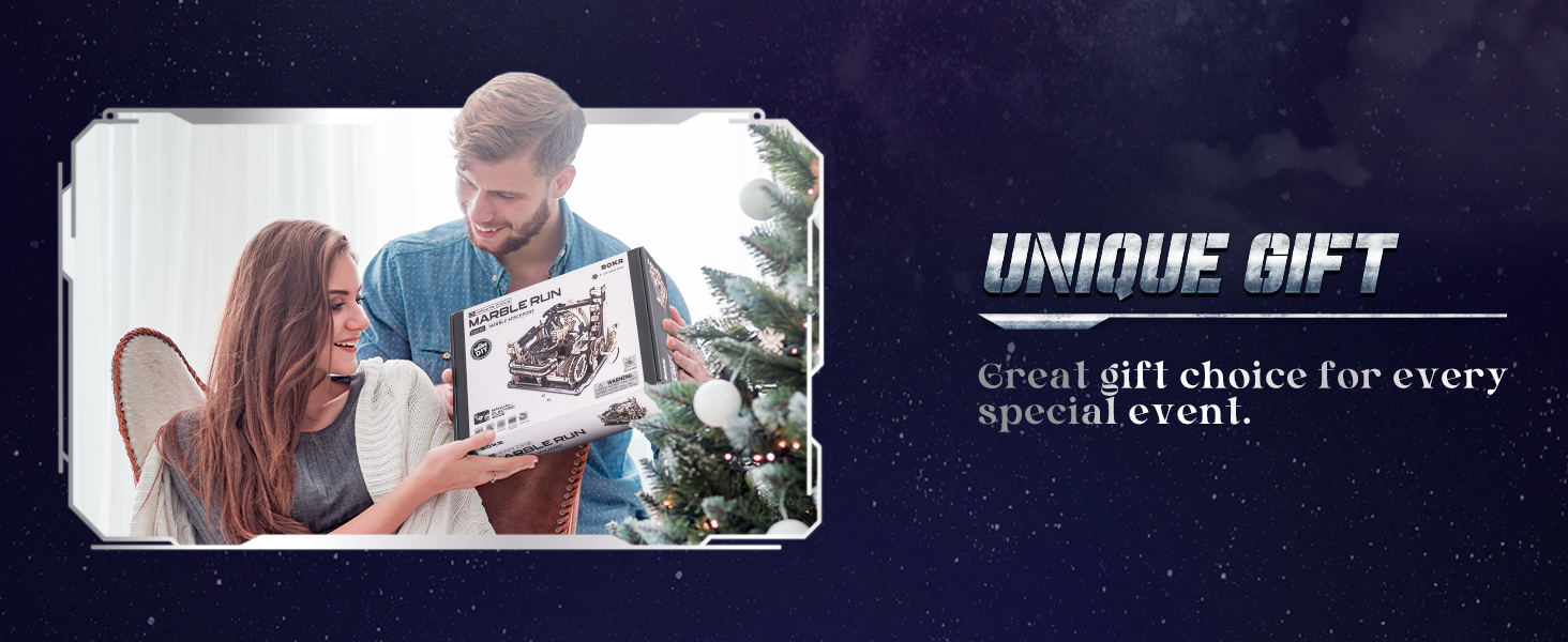 Tegooe 3D Wooden Puzzle Electric Marble Run Kit - Mechanical Brain Teaser Building Toy