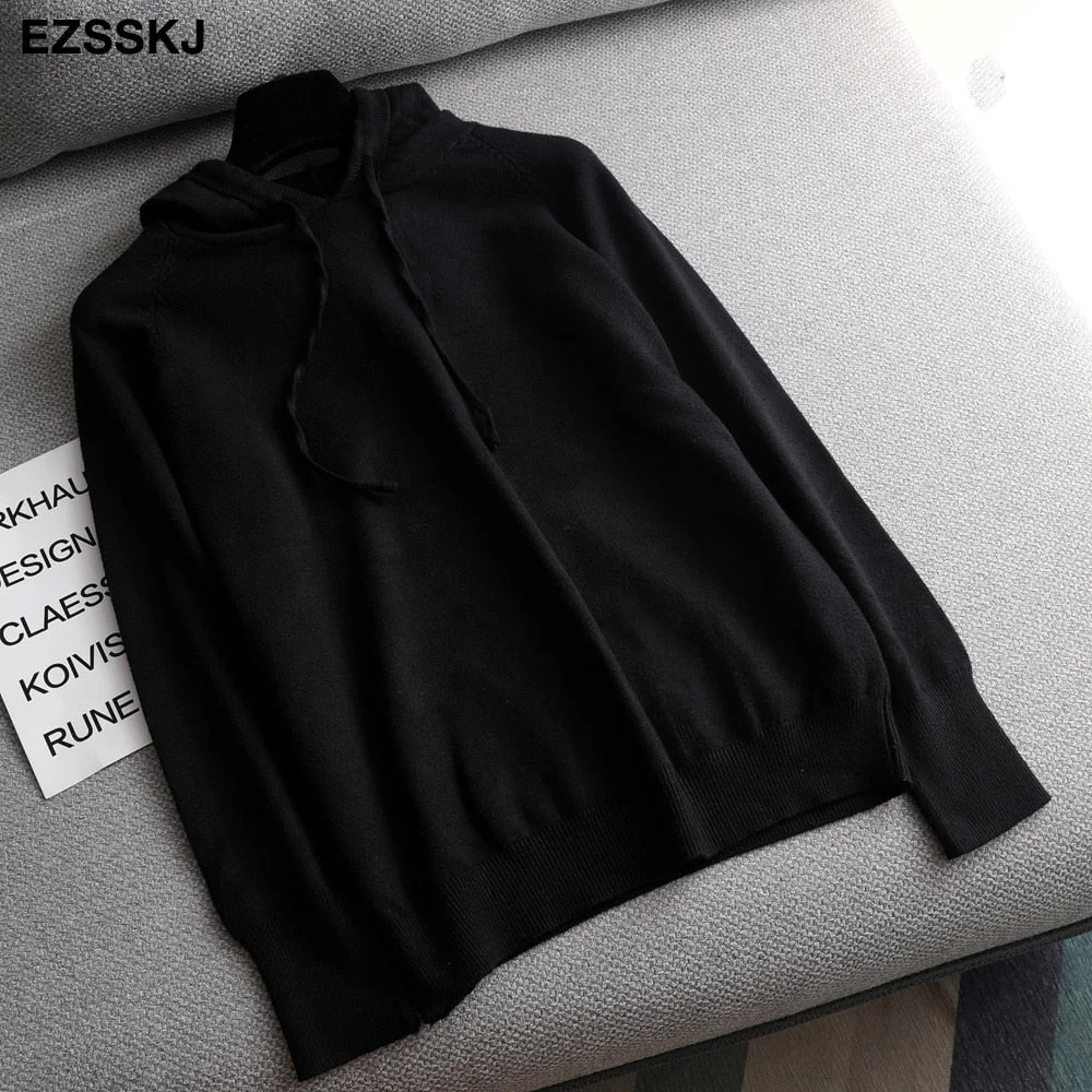 casual Autumn spring hooded sweater Pullovers Women female 2020 loose sweater knit Jumpers top