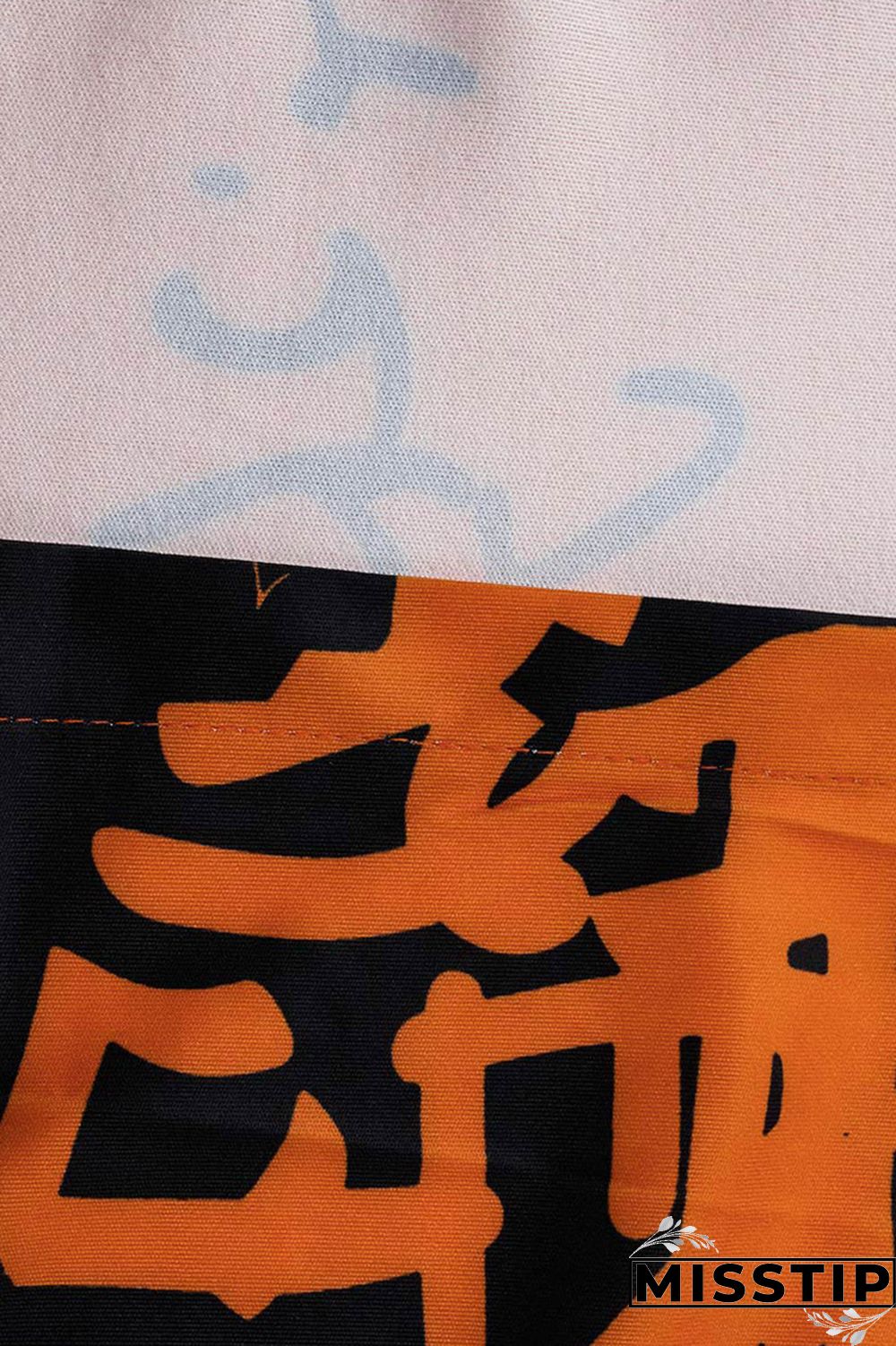 Yellow Sexy Graffiti Print Long Sleeve V-Neck Shirt