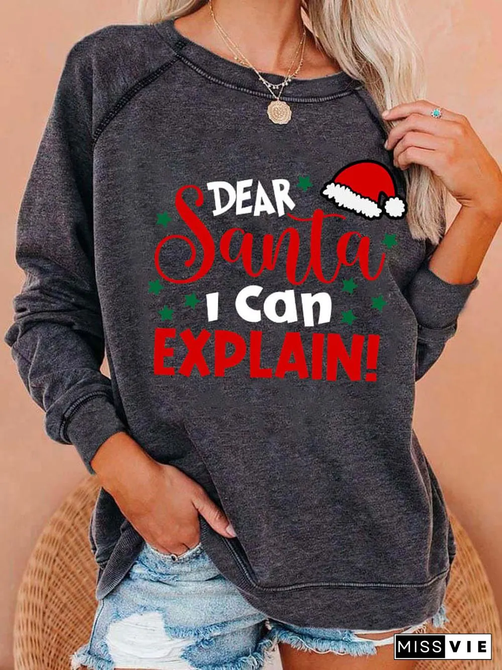 Women's Dear Santa I Can Explain Sweatshirt