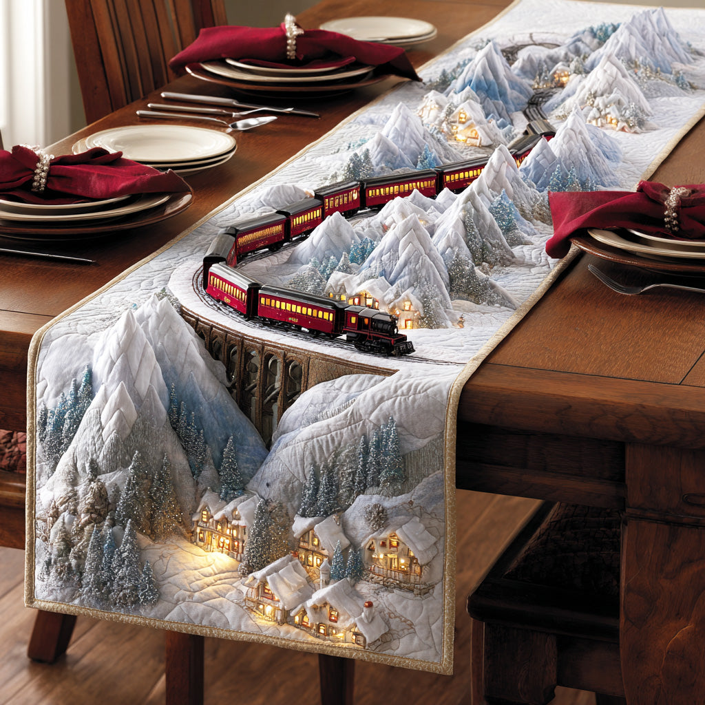 Frostlight Village Quilted Table Runner NCU0TD1714