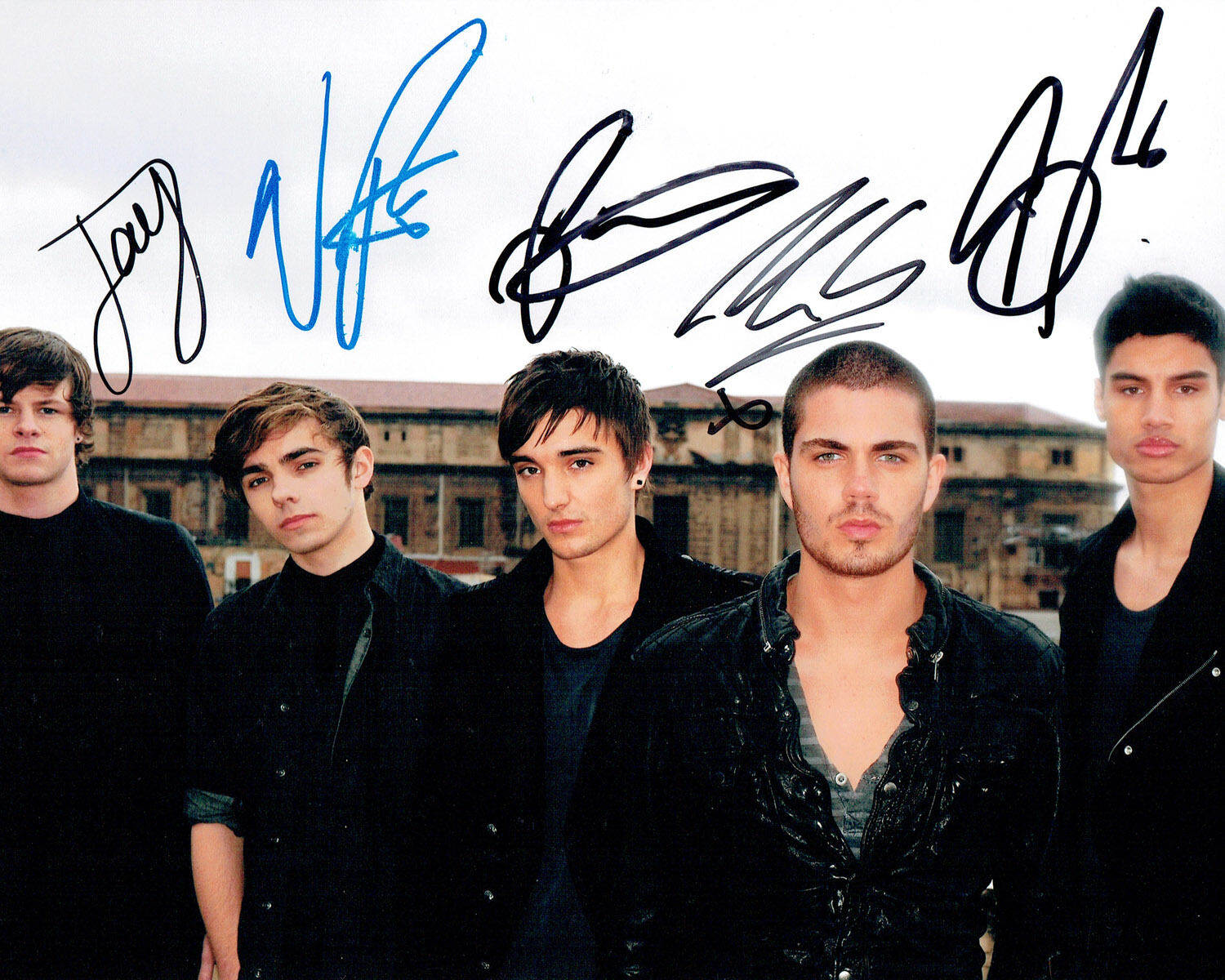 The WANTED Full Complete Band SIGNED 10x8 Photo Poster painting 5 Members AFTAL Autograph COA