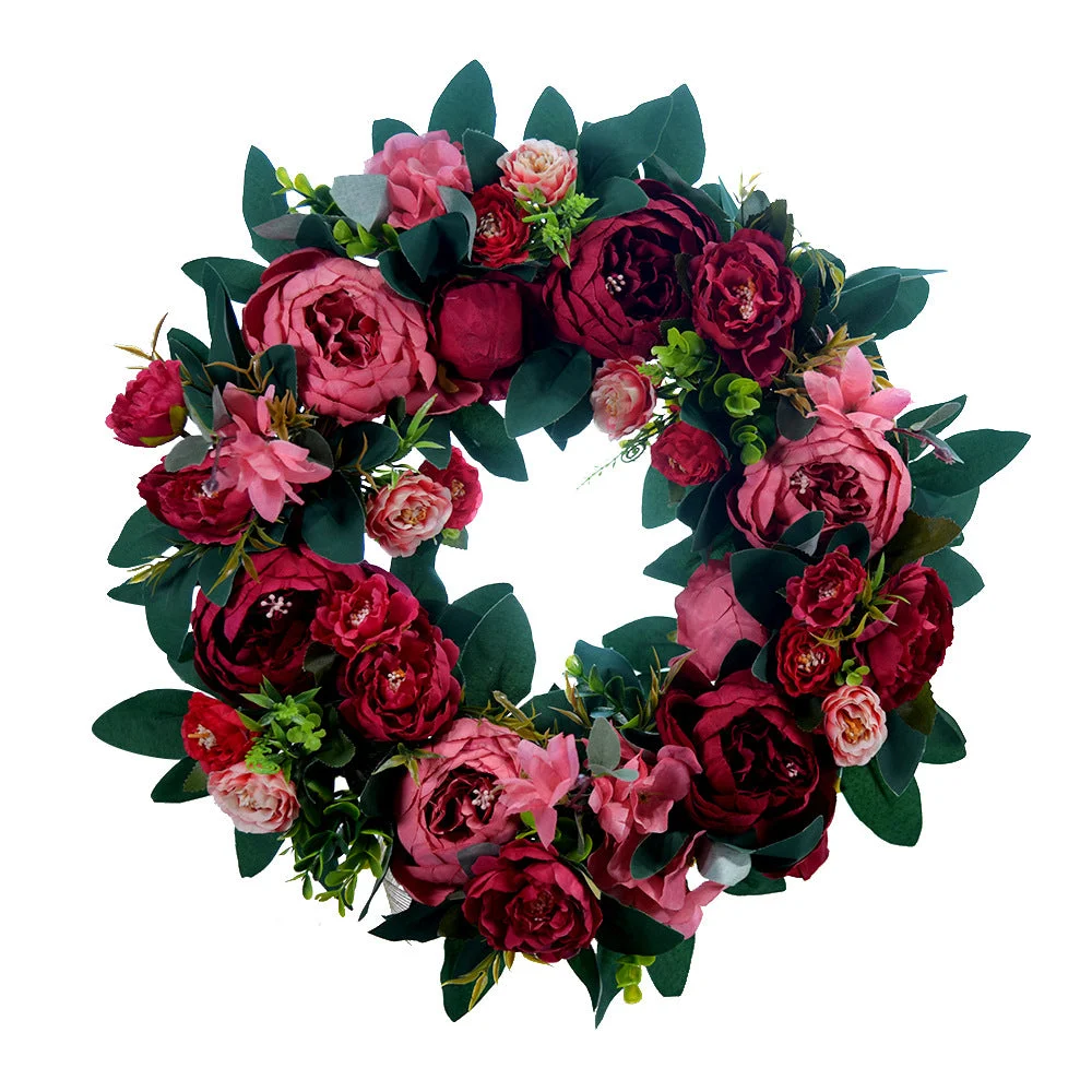 Premium Elegant Orange Peony Wreath Outdoor Fall Wreaths