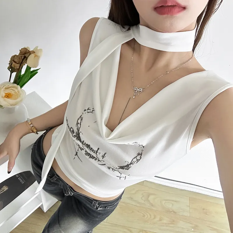 Churchf 2024 Summer New Women's Sleeves Short-Sleeved Short-Sleeved Blouse Vest