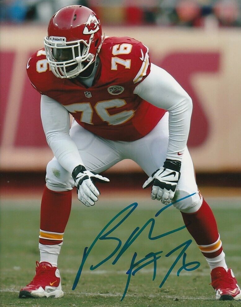 BRANDEN ALBERT SIGNED KANSAS CITY CHIEFS FOOTBALL 8x10 Photo Poster painting #1 NFL EXACT PROOF!