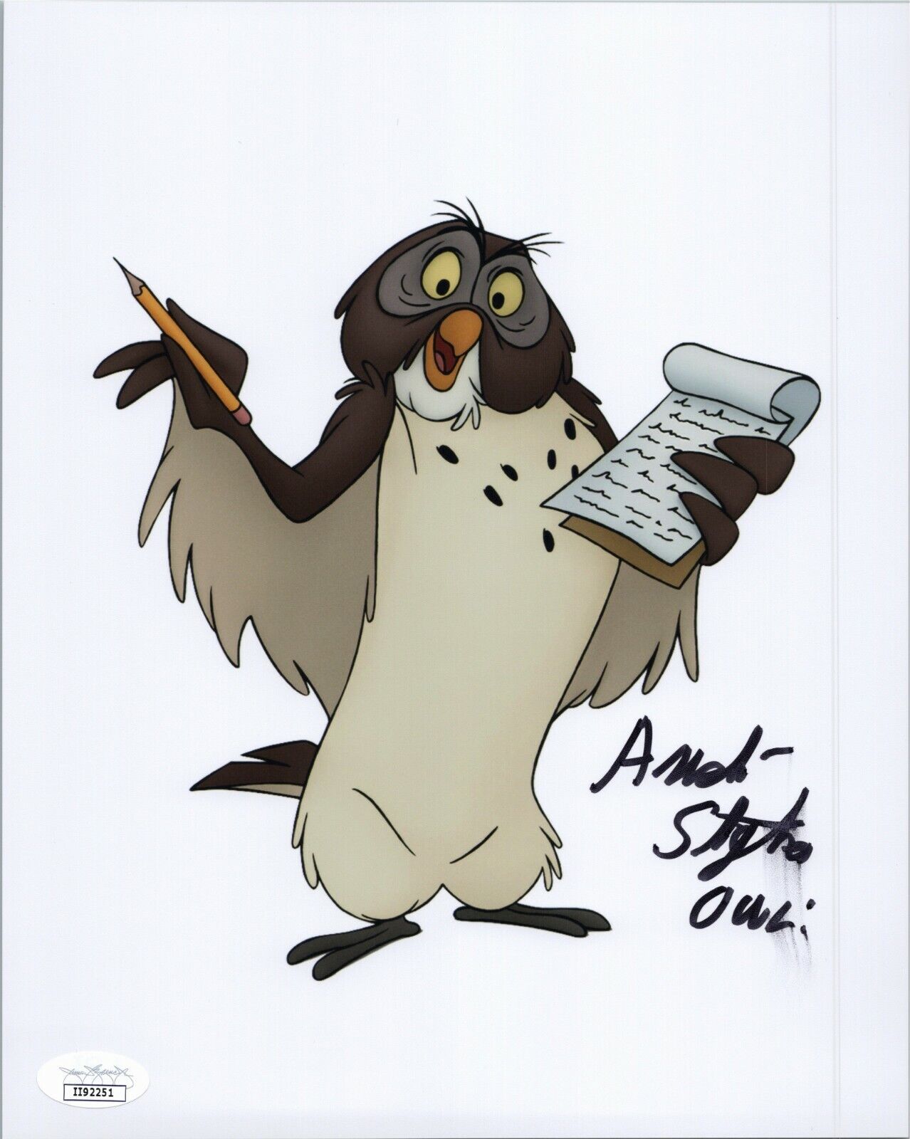 ANDRE STOJKA Authentic Hand-Signed OWL ~ Winnie the Pooh