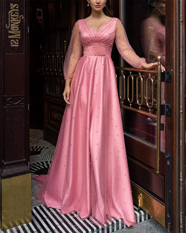 Women's Solid Color Pearl Dress