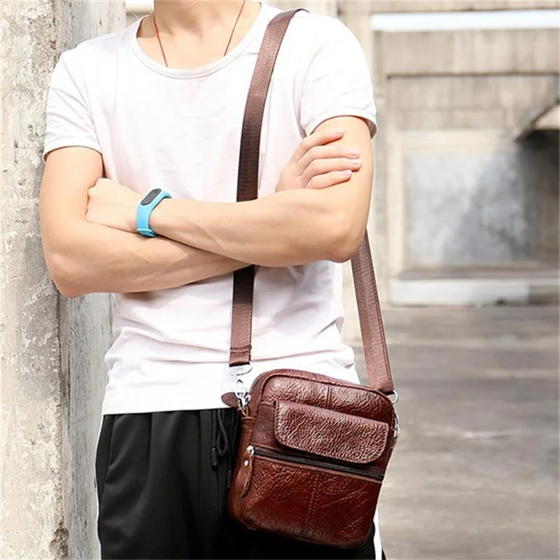 Men's Leather Shoulder Bag Retro Casual Crossbody Bag
