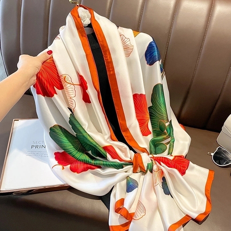 Adults Ig Style Mango Satin Printing Silk Scarf Shawl