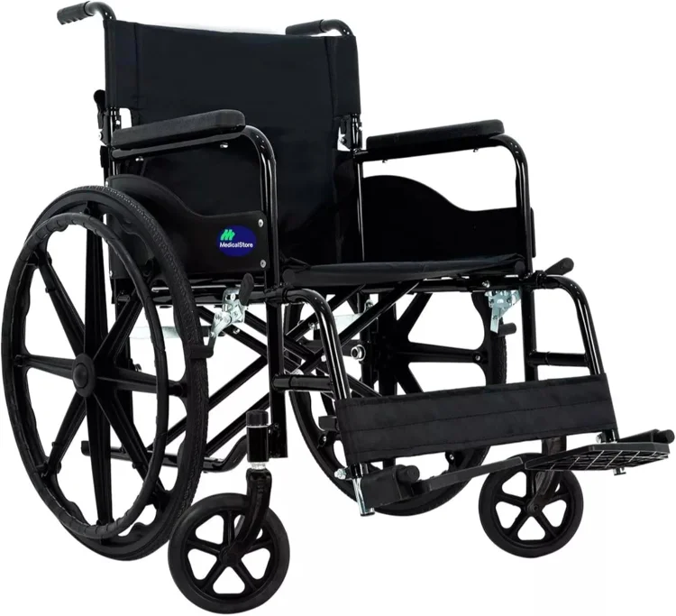 MEDICAL STORE Silla De Ruedas Ligera Adulto Mayor Todo Terreno Traslado Plegable Compacta Con Freno De Mano Rehabilitaci&oacute;n Con Descansa Pies Abatible