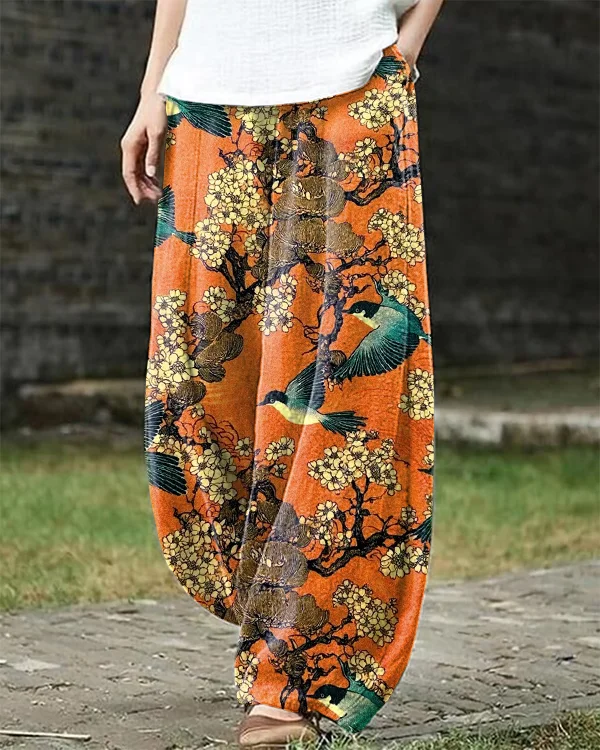 Japanese Art Retro Print Loose Pants