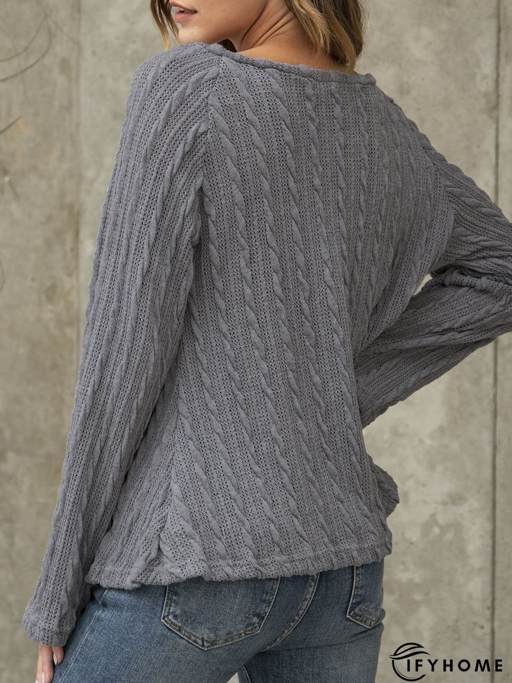 Gray Casual Crew Neck Top | IFYHOME