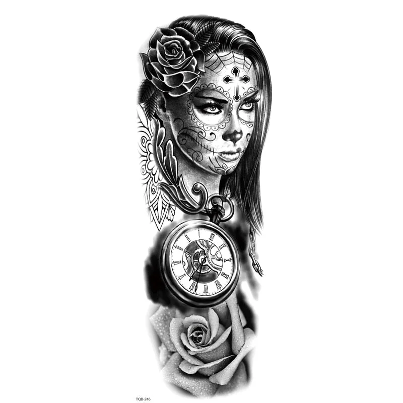 Fake Tattoo Dragon For Men Waterproof Sleeves Angel Tiger Snake Animal Stickers Waterproof Temporary Tattoos Skeleton Hand