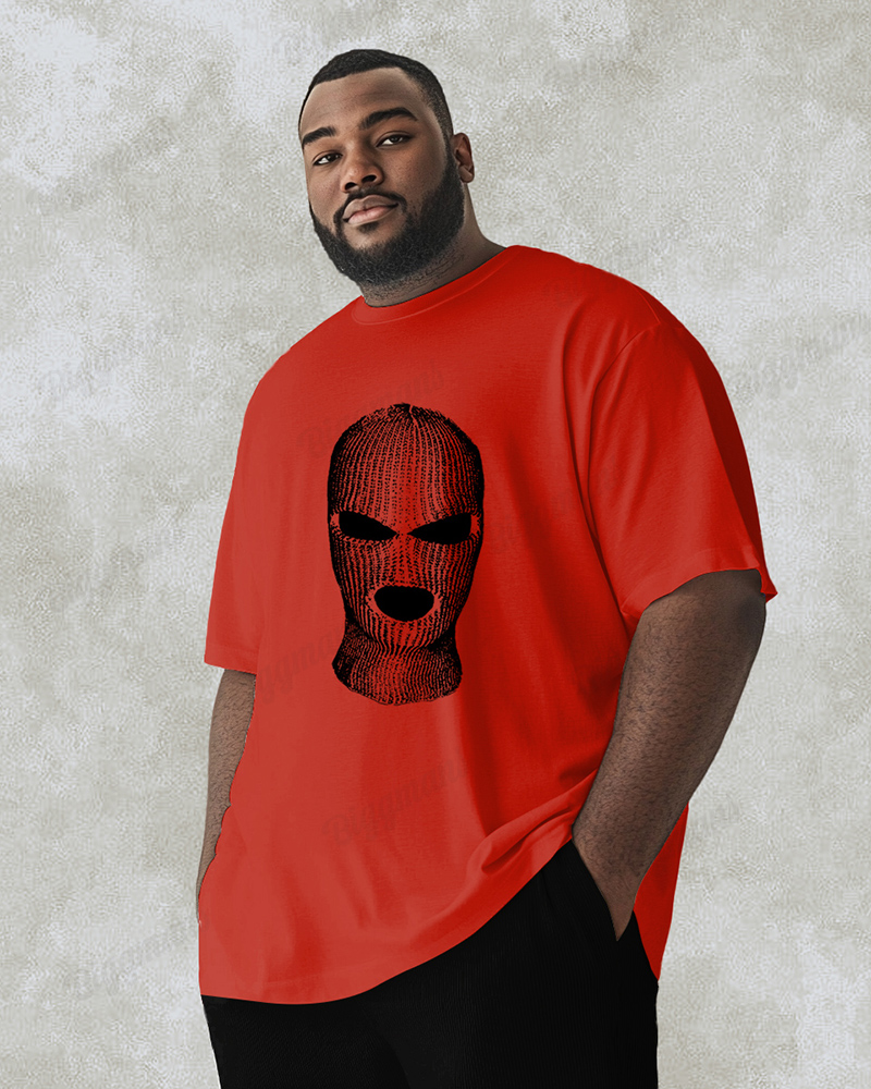 100% Cotton-Simple Headgear Case Men's Loose Plus Size Short-sleeved T-shirt