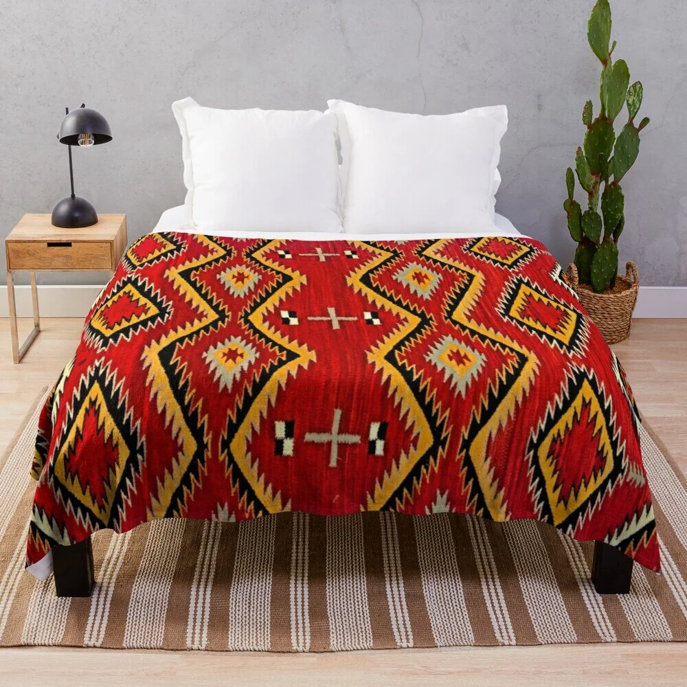 Athvotar of Original Throws Blanket 1890 Retro Blanket with Navajo Saddle, Soft Flannel Bed Blankets Warm Lightweight Fleece Blanket