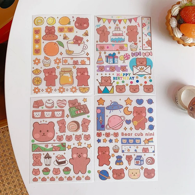 Happy Bear and Bunny Stickers