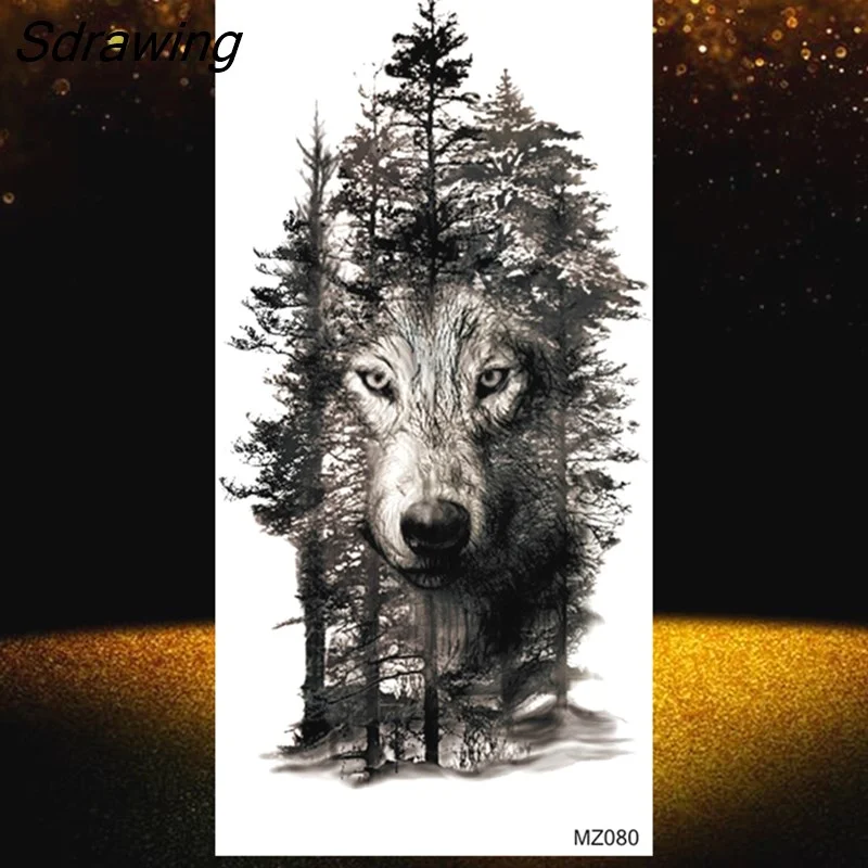 Sdrawing Temporary Tattoos Animals Body Armband Soldier Fake Tattoo Stickers Scorpion Wolf Deer Elk Eagle Bear Forearm Tatoo Decals