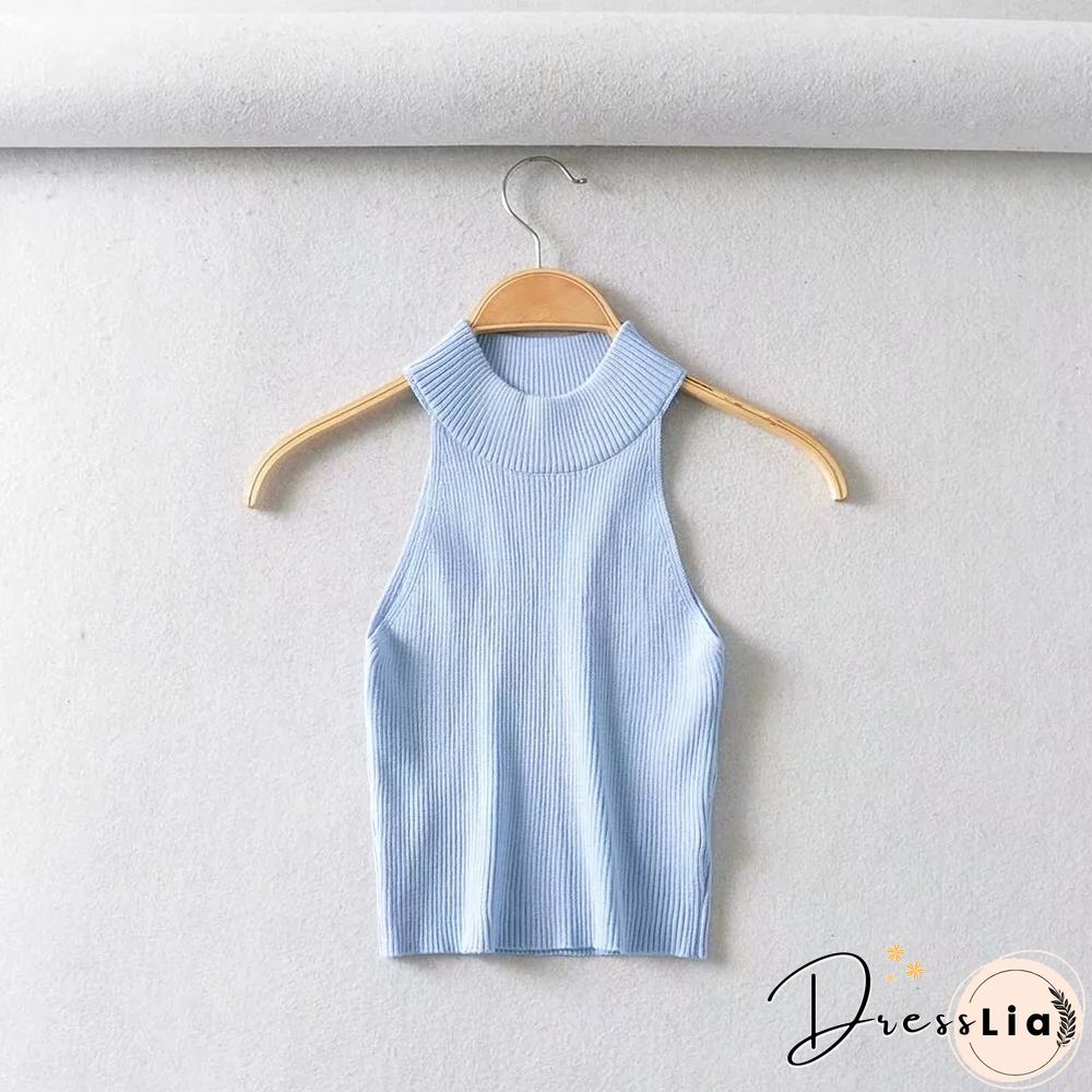 Summer New Sexy ladies tops slim crop elastic solid color narrow shoulder vest black women