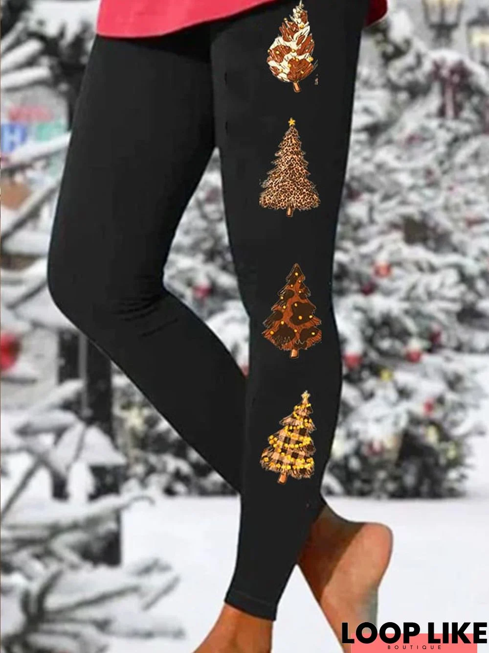 Jersey Christmas Tight Casual Leggings