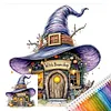 Witch Broom Hut Full 14CT DIY Stamped Needlework Embroidery Kit 15.75x15.75inch Embroidery Needlepoint Starter Kits Cross Stitch Art and Crafts Kits for Beginners Adults Home Decor