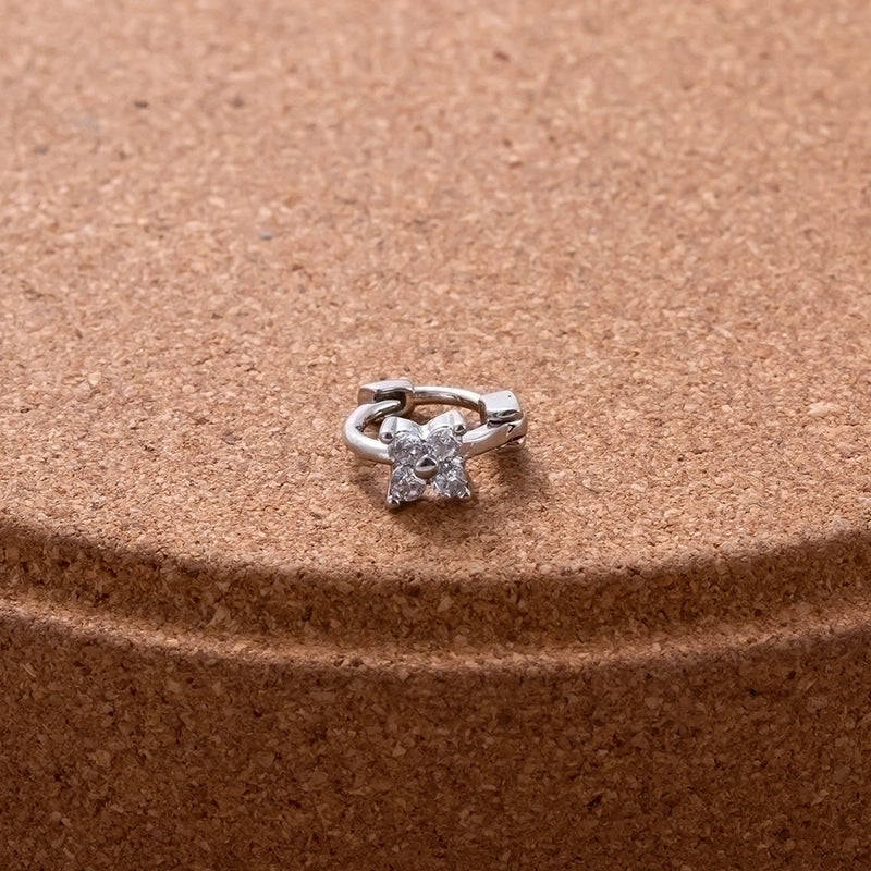1 Piece Ear Cartilage Rings & Studs Sweet Minimalist Geometric Flower 316L Stainless Steel  Copper Plating Inlay Zircon
