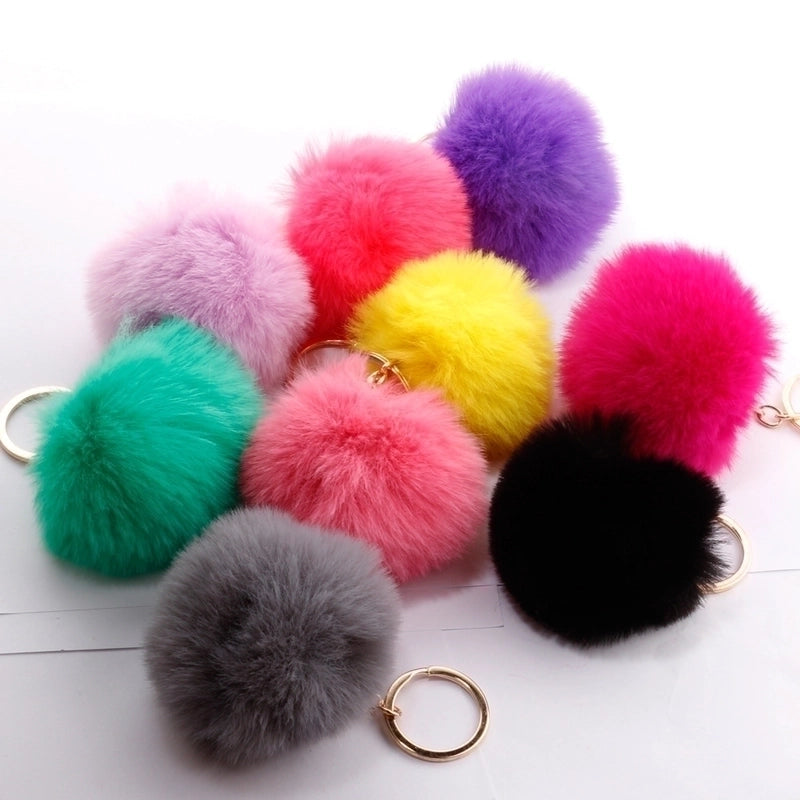 Fashion 7cm Imitation Rex Rabbit Fur Small Ball Keychain