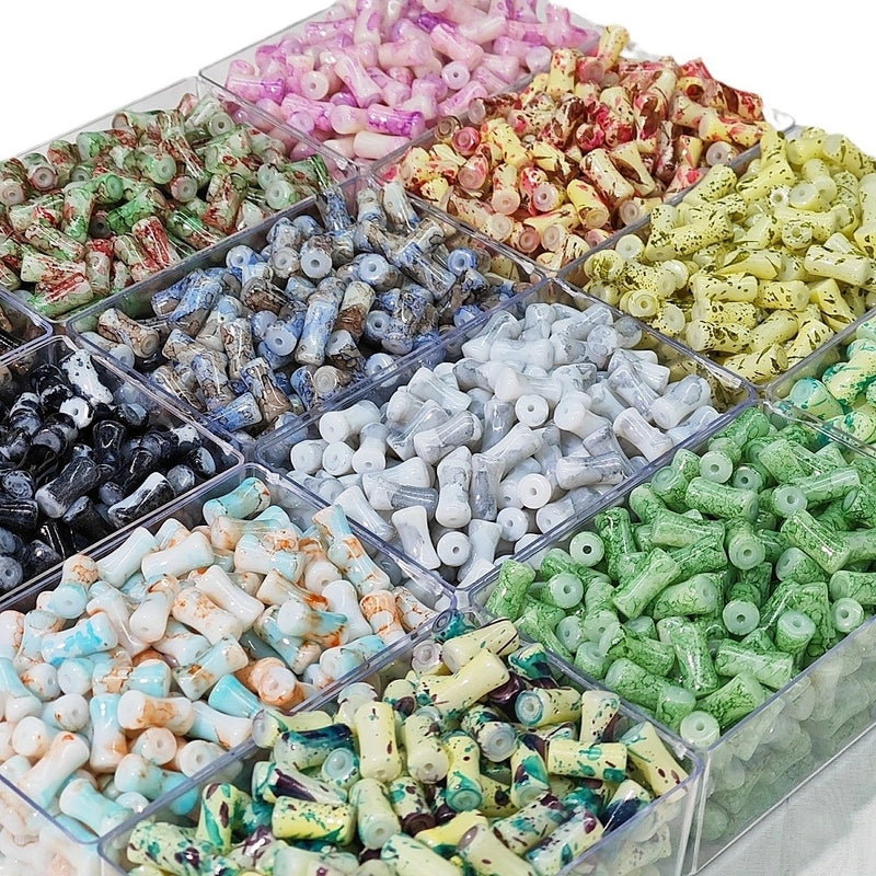 50 PCS/Package 4*8mm 6 * 12mm Glass Bamboo Beads