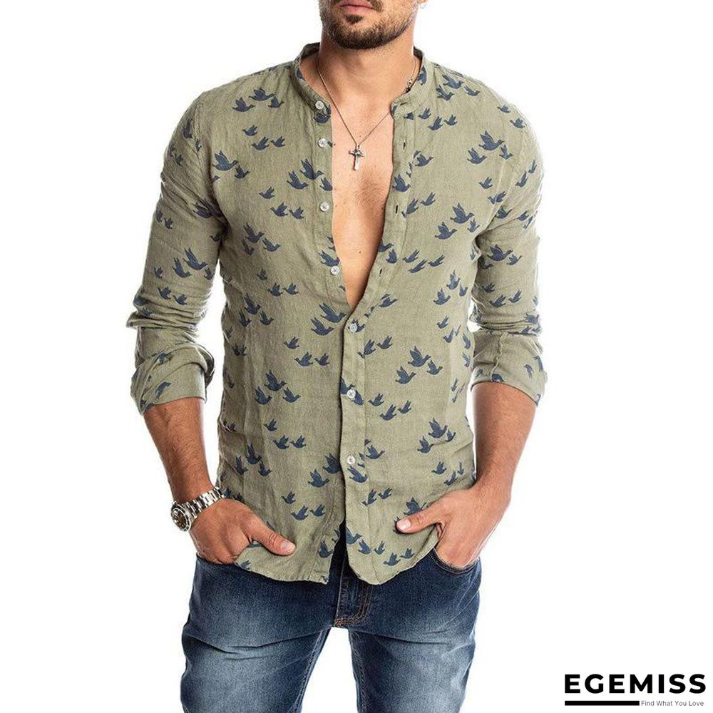 Autumn Mens Fashion Printed Slim Fit Button Placket Shirts | EGEMISS